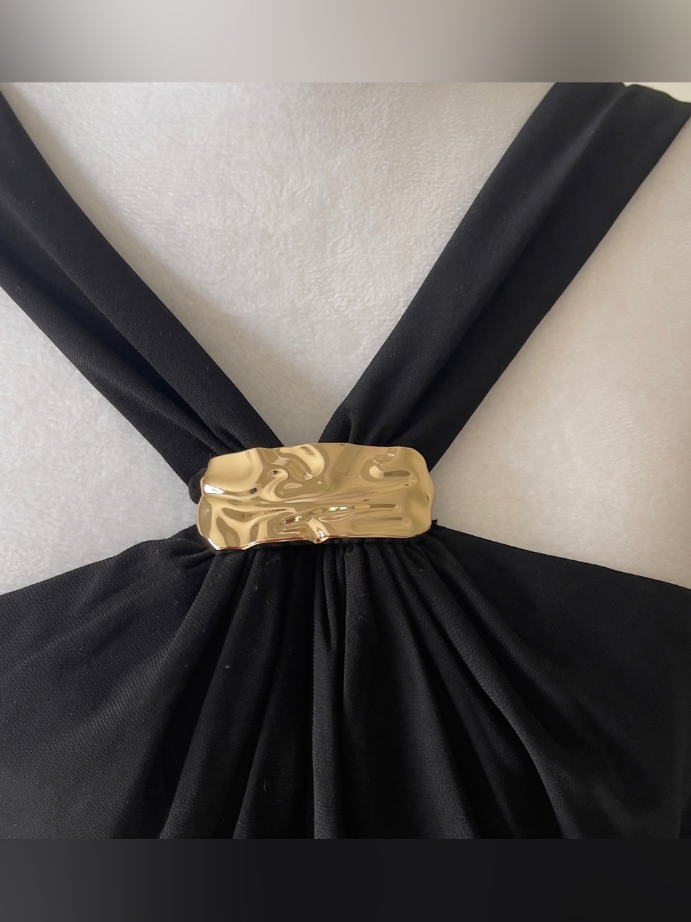 Eliza J Halter Neck Ruched Mermaid Black Evening Gown with Side Slit NWOT 10 - Picture 8 of 10